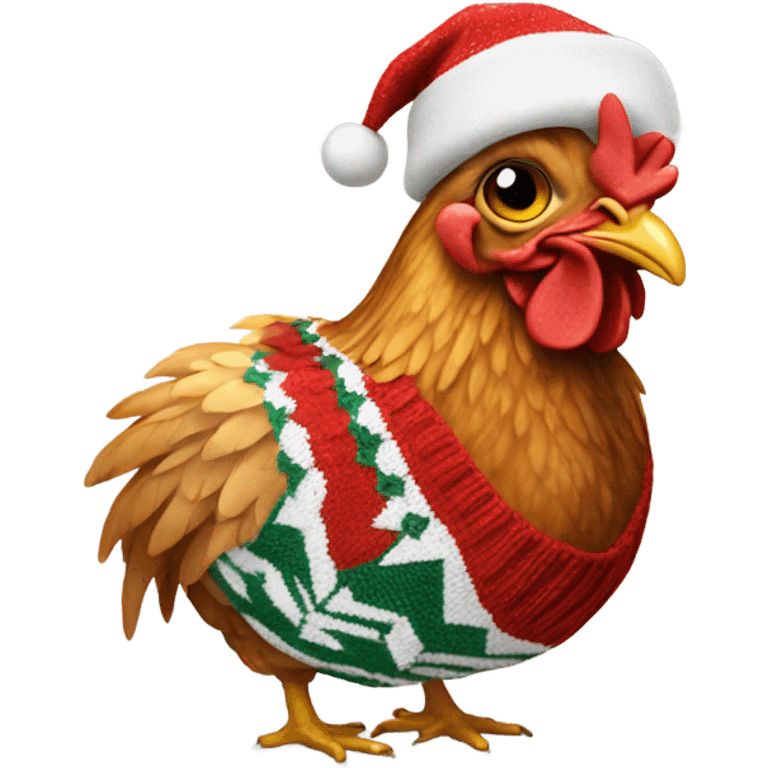 Chicken with a Christmas jumper emoji