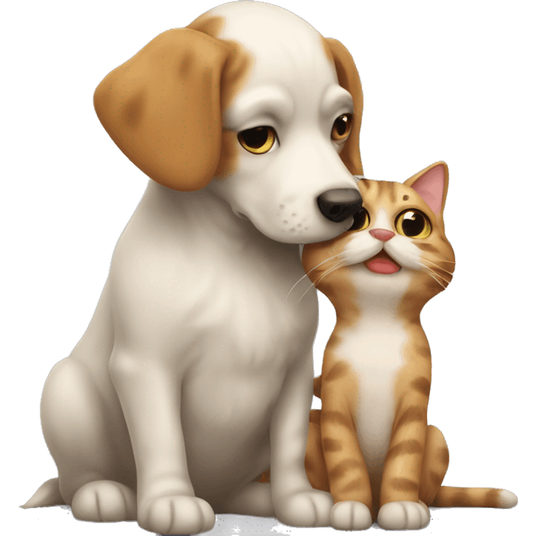 dog kissing a cat emoji