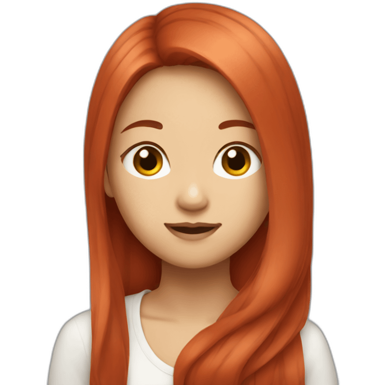 Asian girl with long red hair emoji