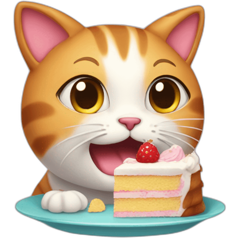 a cute cat eating cake emoji