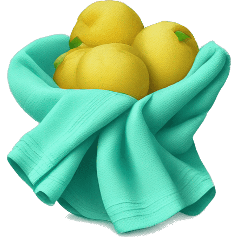 Realistic folded tiffany blue dish towel emoji