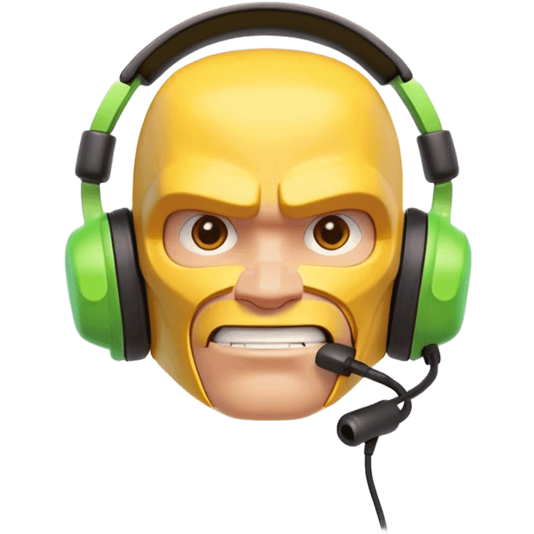 Clash of Clans aesthetic: Cinematic Playful Xbox Headset Portrait Emoji, rendered in a 3D vector-style similar to standard emojis with minimal shading and bold, simplified shapes. A compact, distinct form with signature details, softly glowing with a modern gaming energy charm. Simplified yet unmistakably iconic, highly detailed and consistent, glowing with a soft radiance and high shine. Stylized with a touch of next-gen innovation and a soft glowing outline, capturing the essence of a beloved gaming relic with a friendly, playful manner! emoji