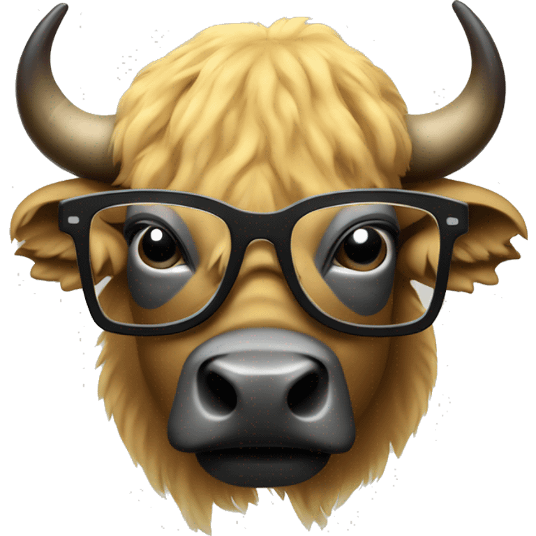 a buffalo with glasses bitcoin sign emoji