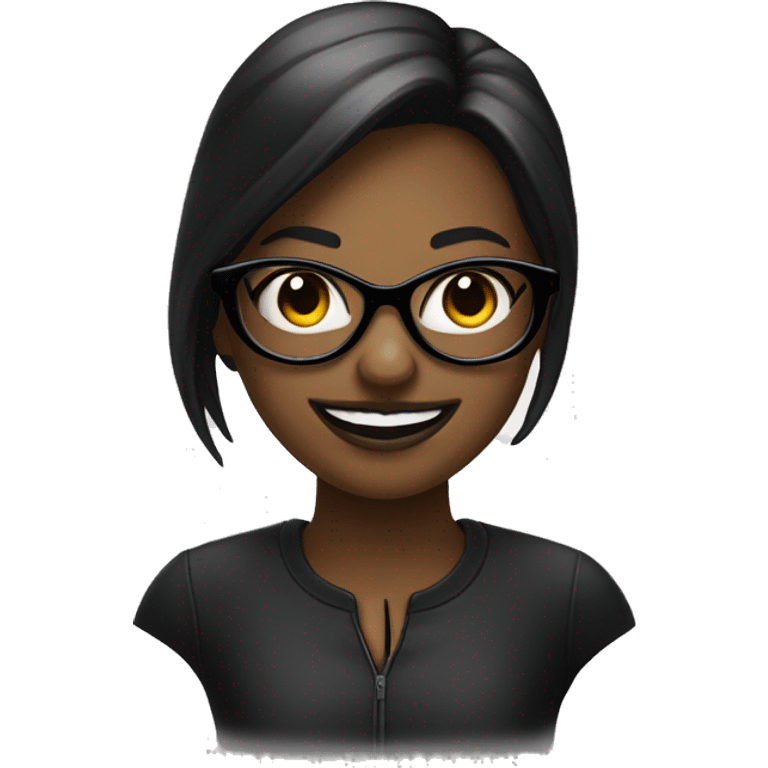 Fille noir avec lunette noir et avec une dent manquant devant  emoji