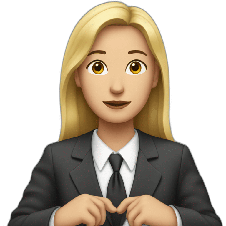 lawyer shows heart by her hands emoji