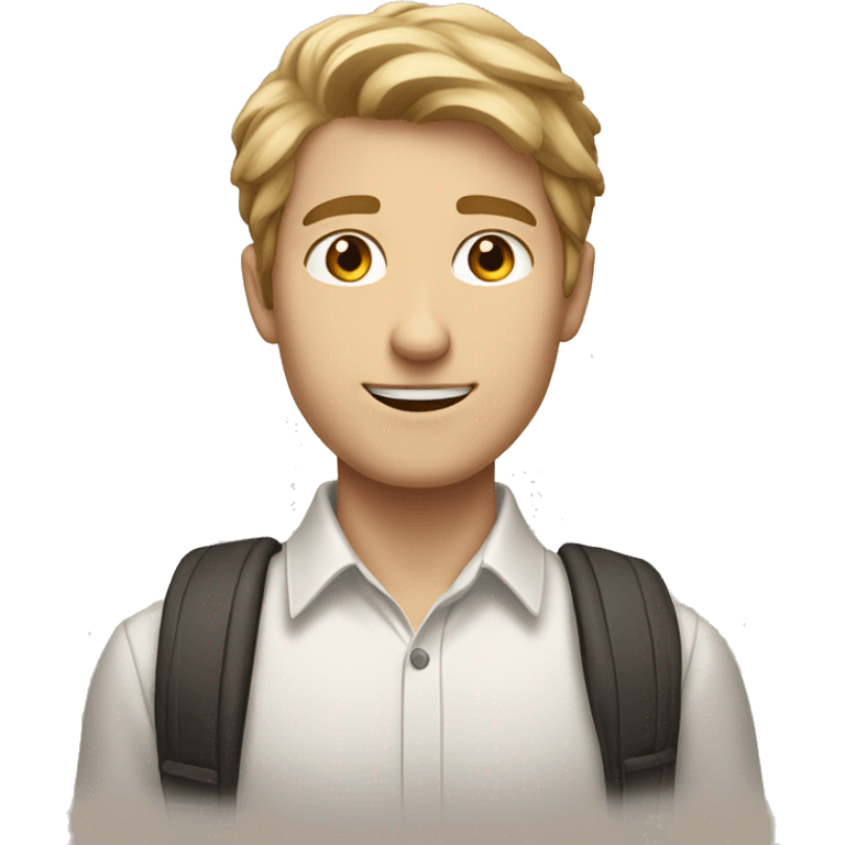 tall, male caucasion student with brown eyes and sandy coloured hair emoji