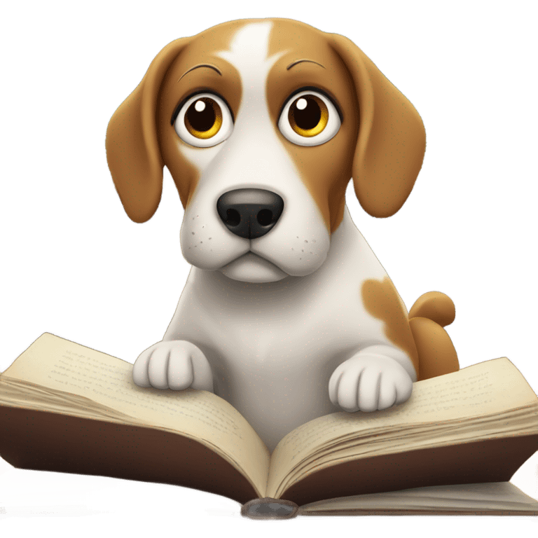 Dog reading book emoji