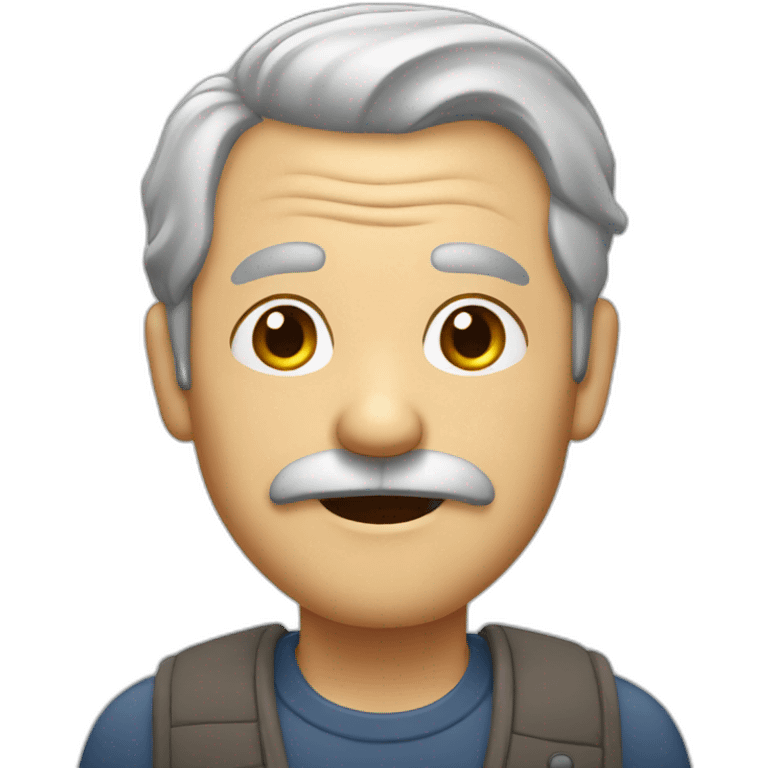 old man, gray hair, mustache emoji