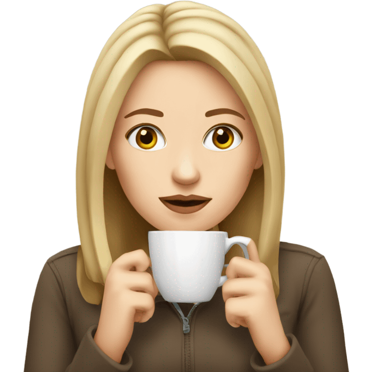 white girl sipping coffee  emoji