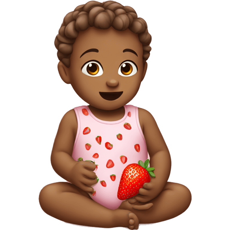 baby eating strawberry emoji