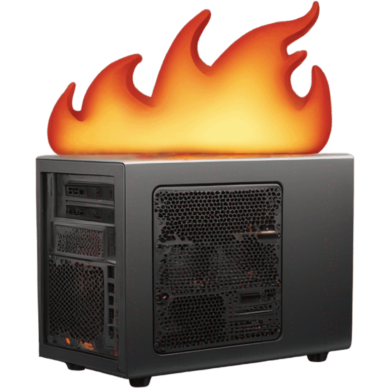 A micro atx computer surrounded by fire after playing call of duty all night long with the boys  emoji