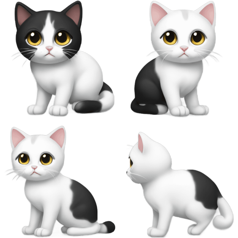 Black and white cat full body cute emoji