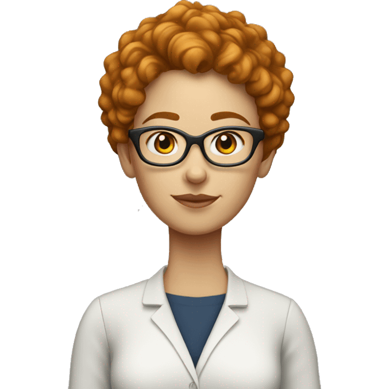 woman teacher with ginger short curly hair whearing glasses white skin  emoji