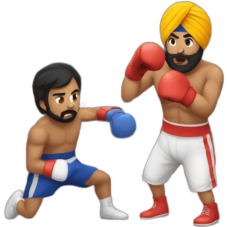 a sikh dude knocking out someone in a boxing ring emoji