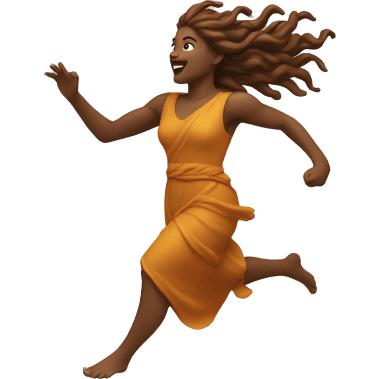 autumn goddess sprinting, with a large stride and arms outstretched emoji