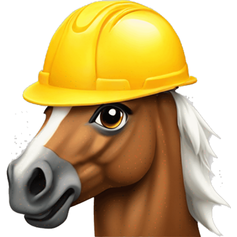 horse wearing a construction helmet emoji