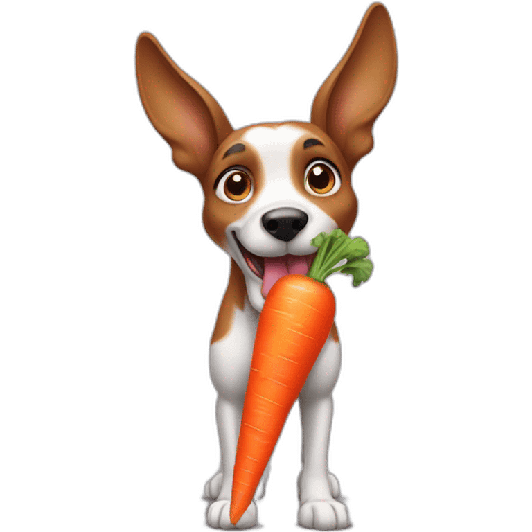 standing dog eating a carrot like bugs bunny emoji