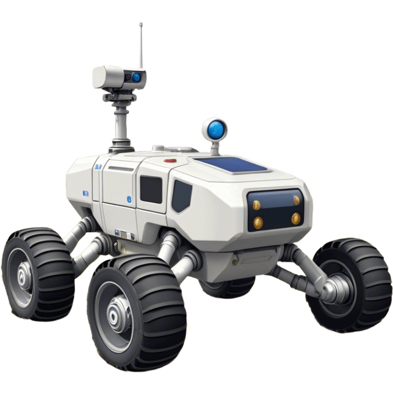 Cinematic Realistic Moon Rover – A rugged, high-tech vehicle traversing the Moon’s dusty surface. Its thick wheels leave tracks in the fine lunar regolith, with Earth hanging in the distant sky. Every mechanical detail of the rover is meticulously rendered, emphasizing its role in human exploration. emoji