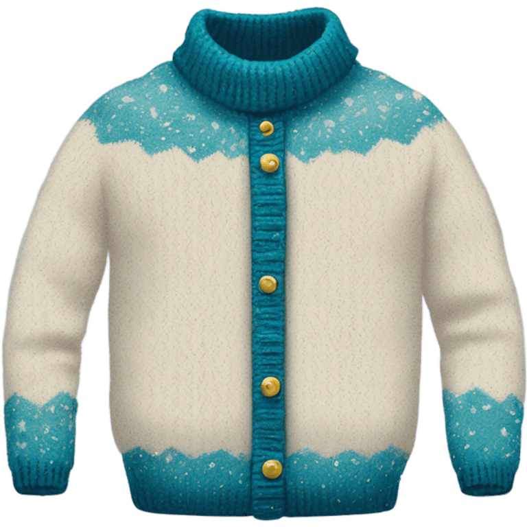 Knit sweater with winter glittery design emoji