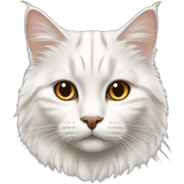 white Siberian cat with brown streaks on face emoji