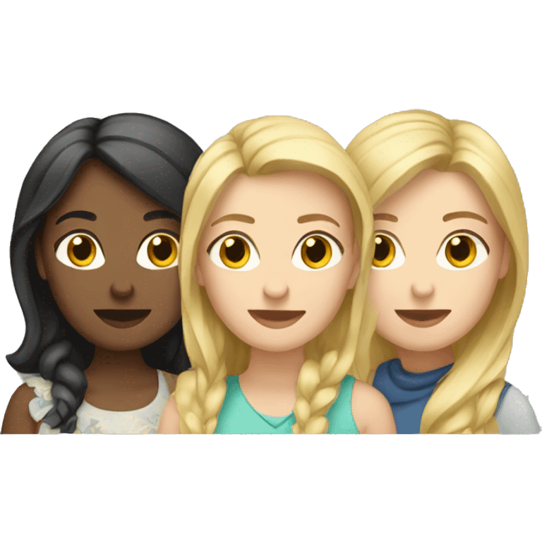 Three Caucasian female friends  emoji