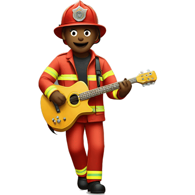 A firefighter jamming to music emoji