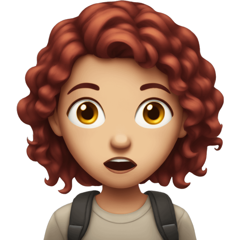 shocked girl with dark red hair emoji