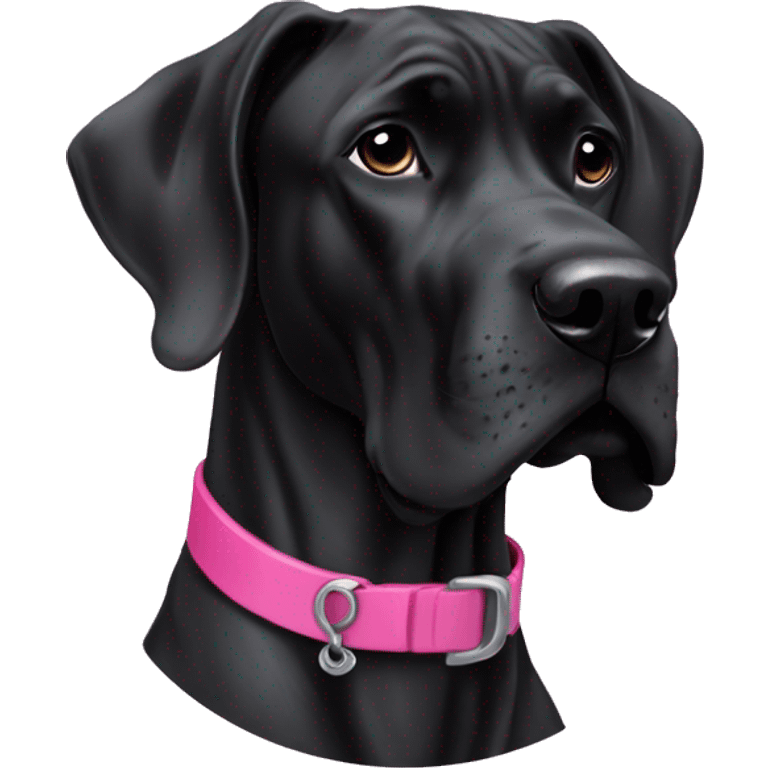  black Great Dane with skinny pink collar  emoji