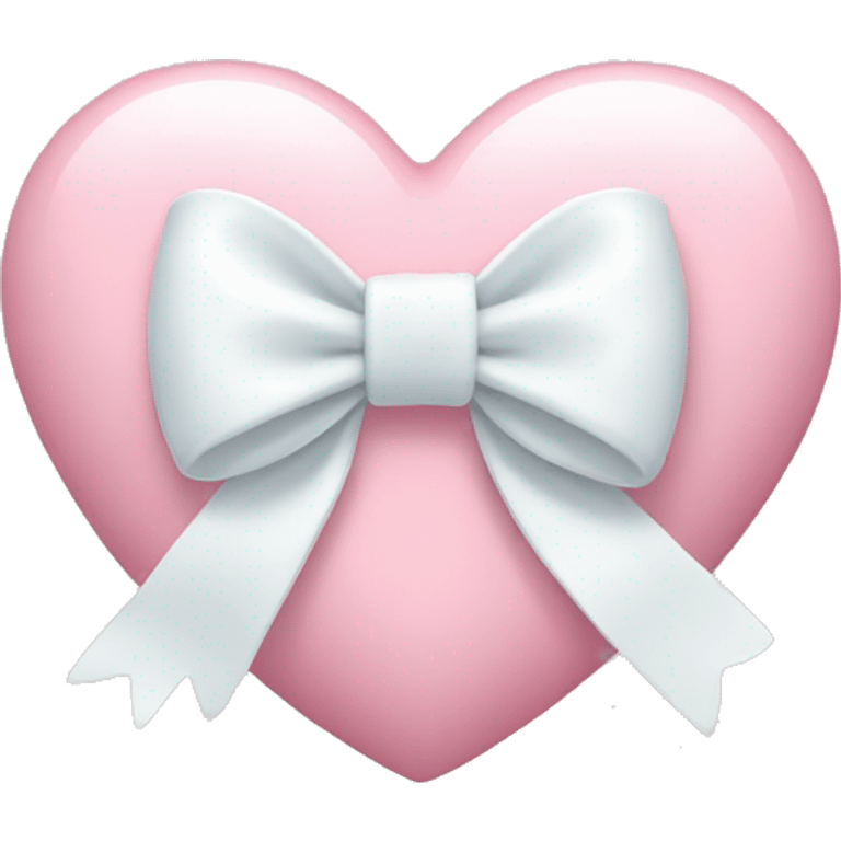 Pastel pink heart with white bow emoji