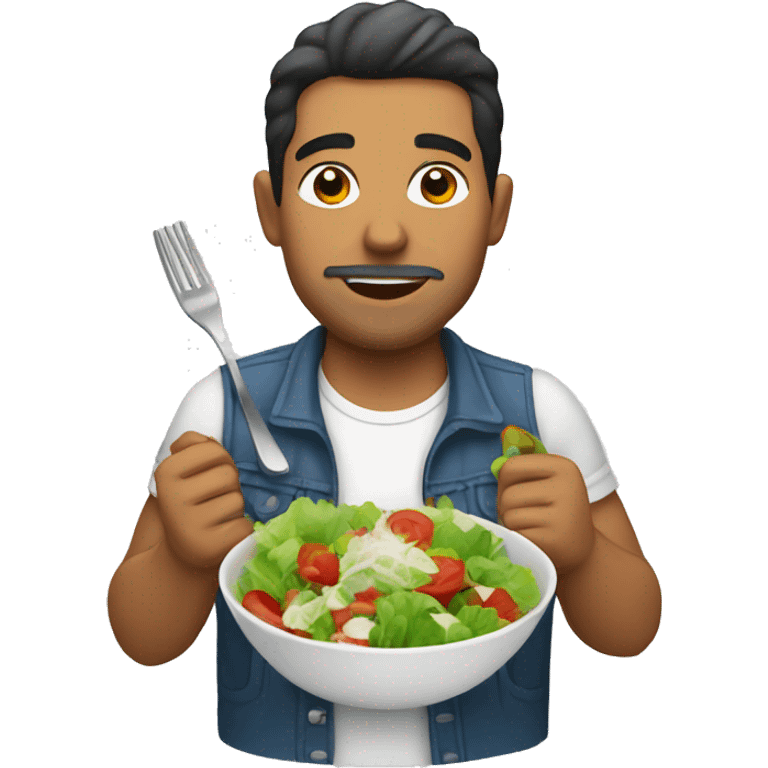 Latino man eating salad emoji