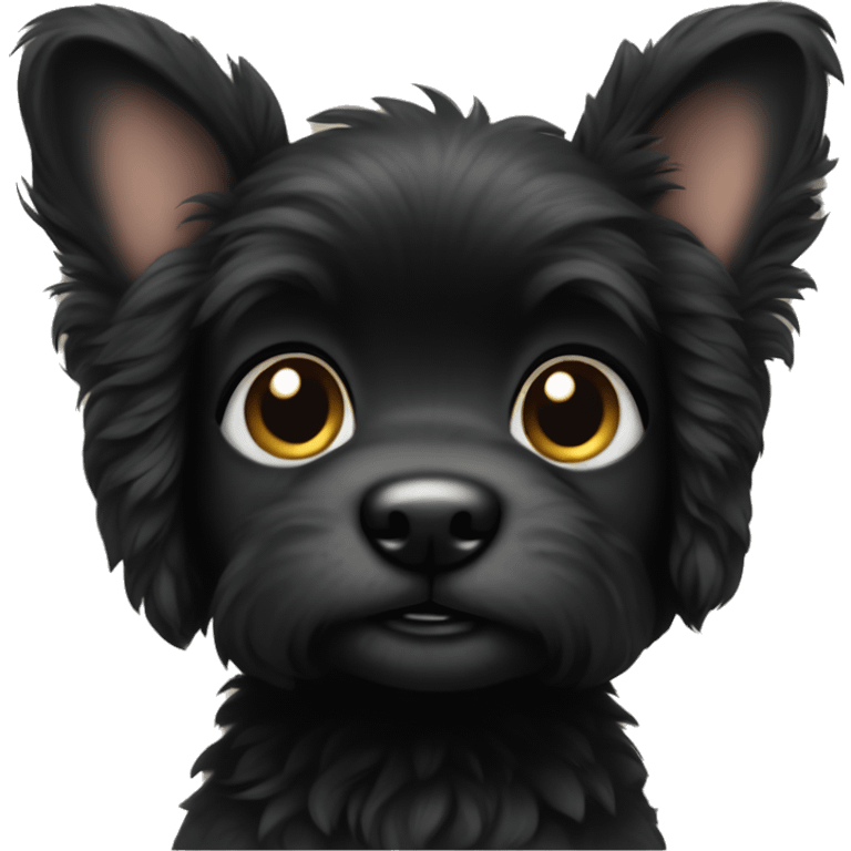 Fluffy black puppy with point ears emoji