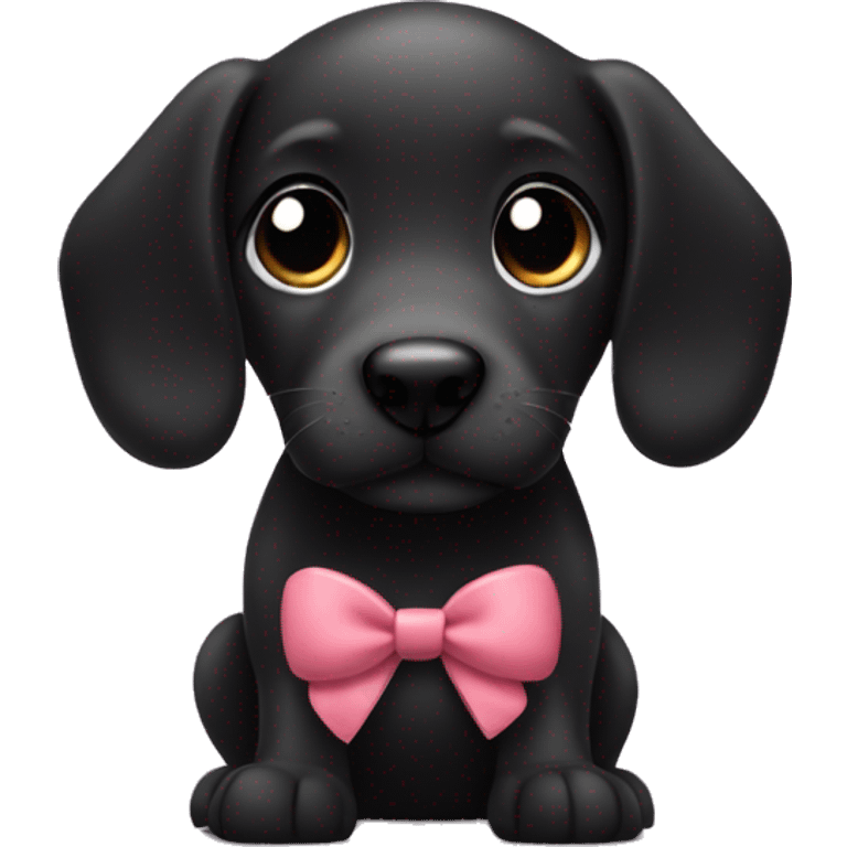 black sausage puppy with bow emoji