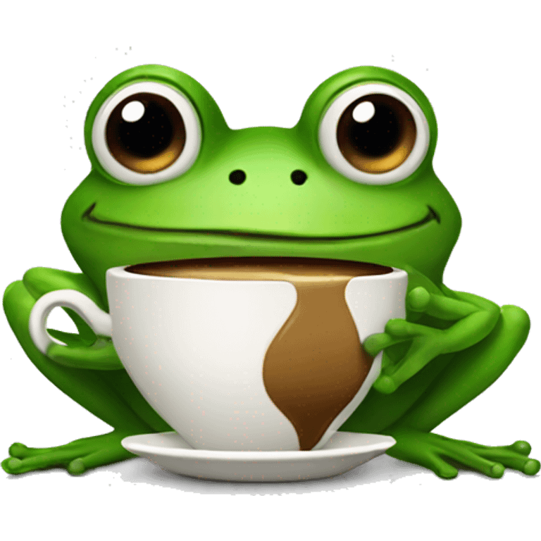 Frog with coffee emoji