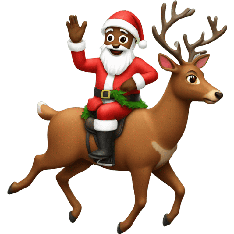 Santa riding Rudolph  emoji