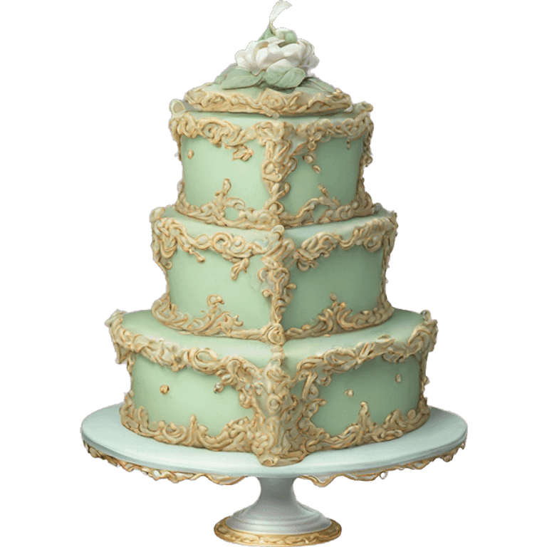 highly detailed sage rococo cake emoji