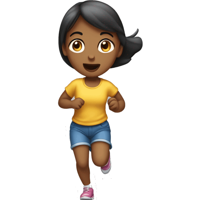 Bambina che corre su uno scimpanzé  emoji