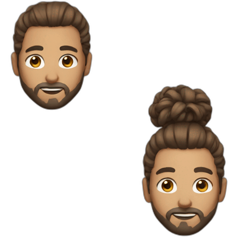 designer with man bun and brown hair emoji