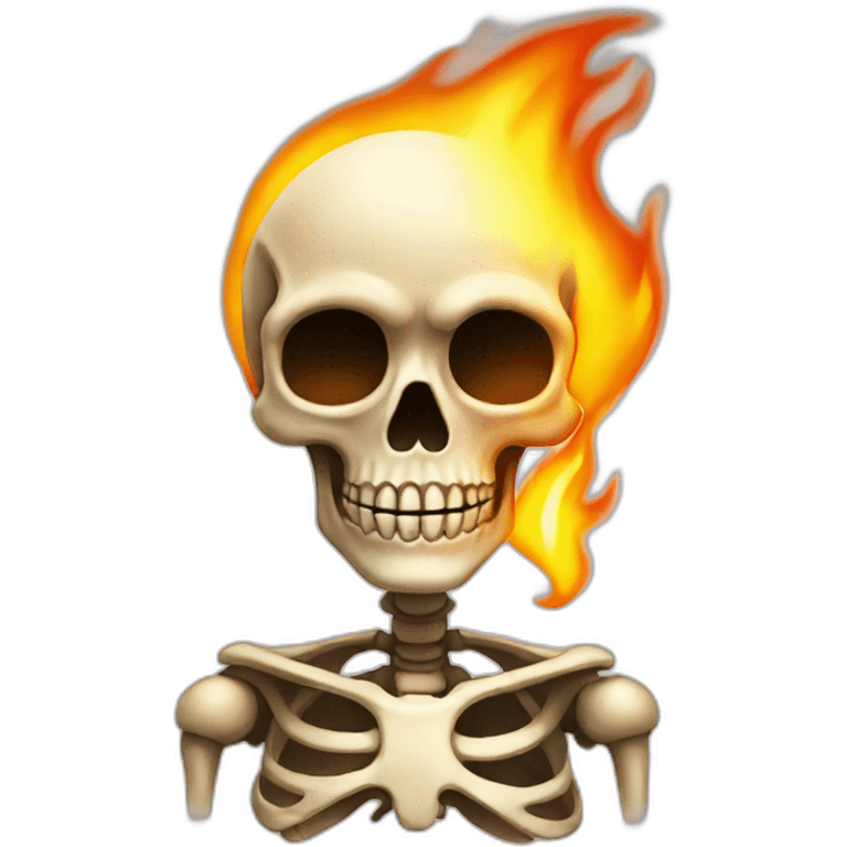 Flaming cartoon skeleton emoji