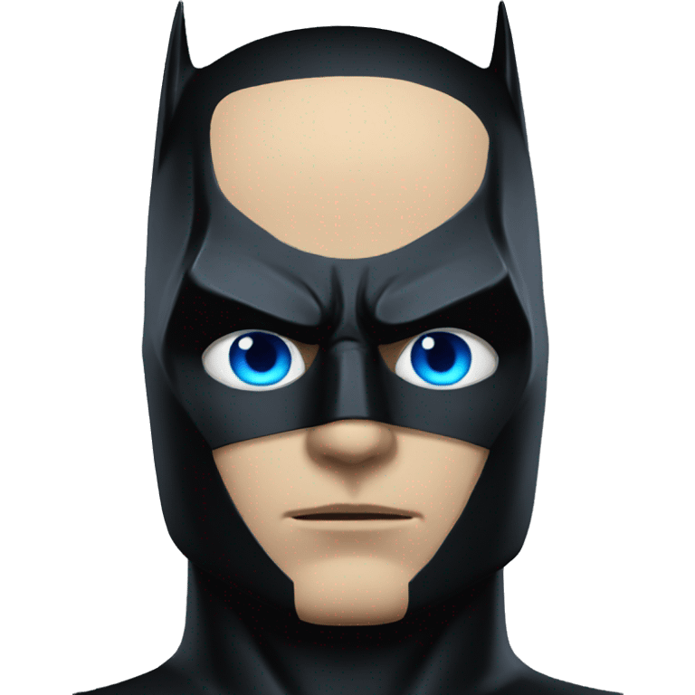 Dark Batman mask with blue eyes and serious face and a black paint skin emoji