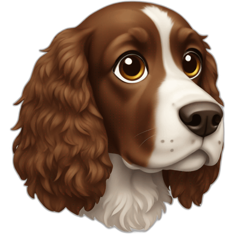 Brown spaniel with a white spot emoji