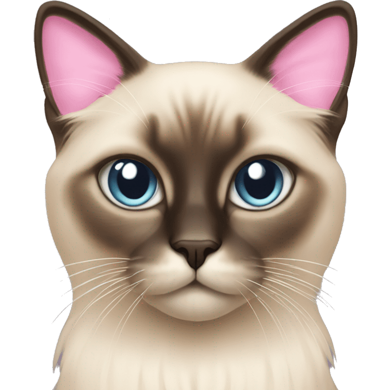 Long haired Siamese cat with pastel pink bow emoji