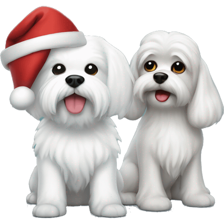  white maltese dog and Santa Claus  emoji