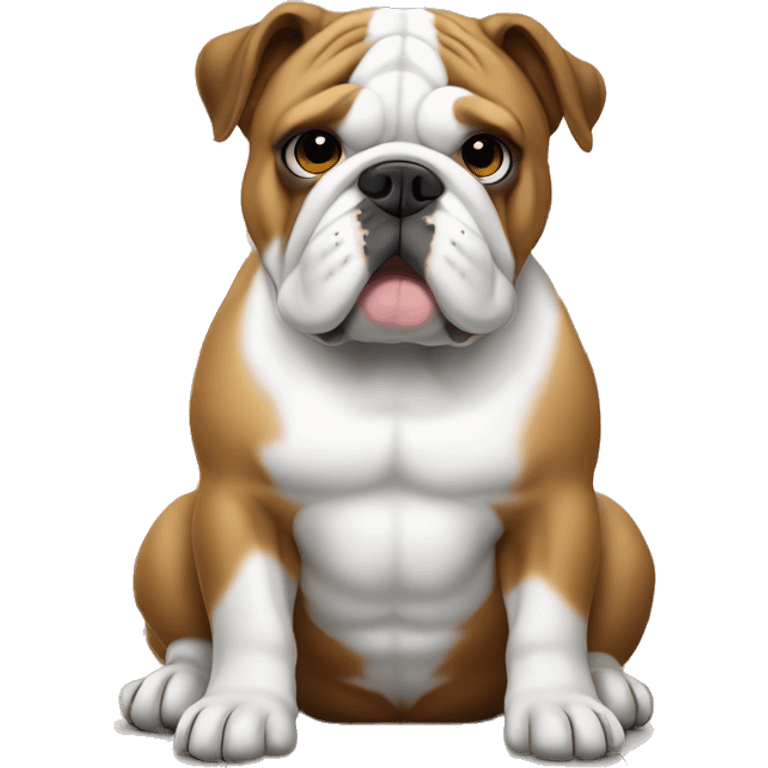 English bulldog fawn & white sitting by fireplace emoji