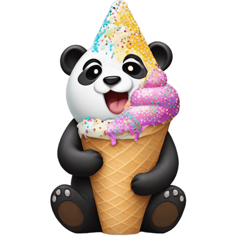 Panda eating ice cream emoji