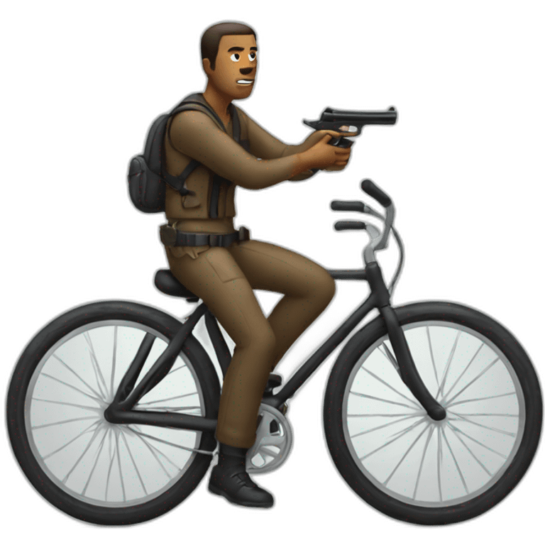 man with a gun on a bicycle emoji