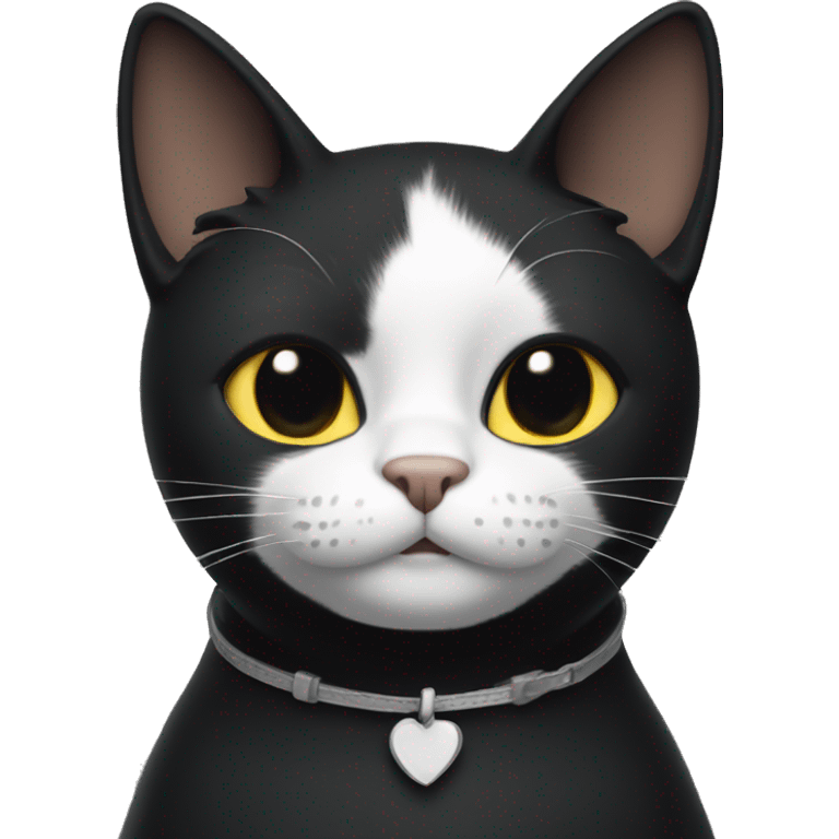 Black cat with white patch on neck emoji