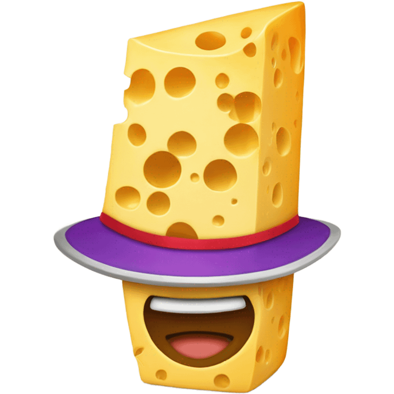 A piece of cheese with a hat emoji