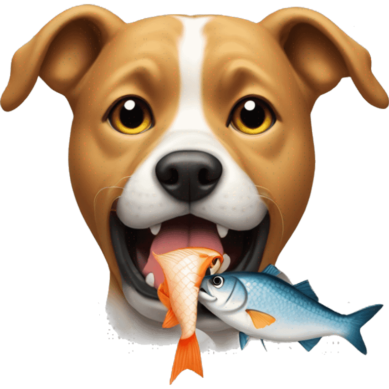 Dog eat a fish emoji