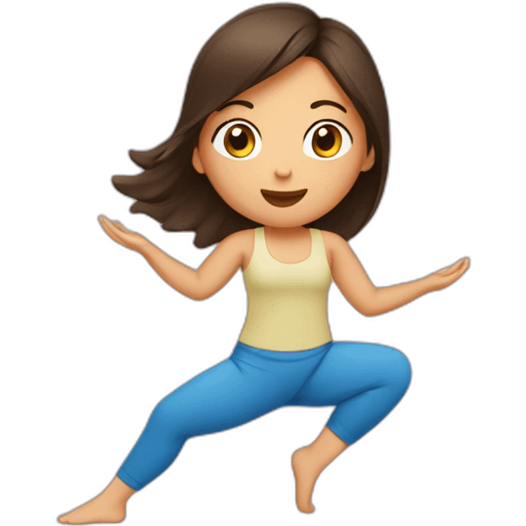 Fille Brune faisant du yoga emoji