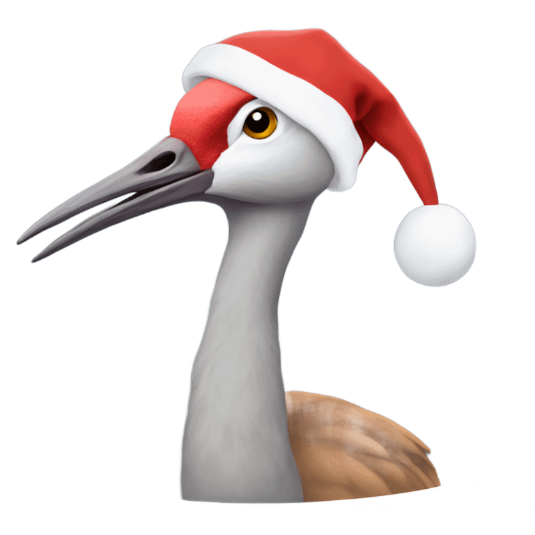 sandhill crane as Santa emoji